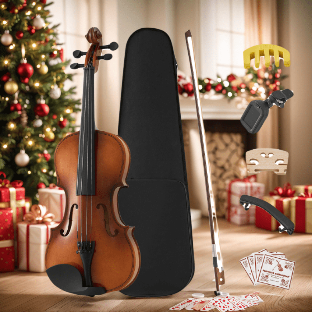 Professional 4/4 Full Size Violin Set, Fiddle for Beginners Adults with Bow, Rosin, Case, Extra Strings, Shoulder Rest, Ideal Unique Gift for Musicians