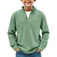 thumbnail image 2 of LNZGNM 1/4 Zip Pullover Kids 13-14Y Long Sleeved Fleece Lightweight Sweat Shirts Fashion Plain Shirts Hoodless Winter Tops for Outdoor for Teen Boy, Light Green, 13-14Y, 2 of 3