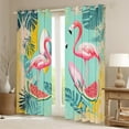 thumbnail image 2 of Pink Flamingo 30%-50% Blackout Curtains Green Palm Leaves Curtains Hawaii Vacation Style Bedroom Curtains Flamingo Decor Window Curtains Romantic Themed Curtains,84"Wx84"L, 2 of 5