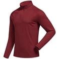 thumbnail image 2 of Men's 1/4 Zip Long Sleeve Athletic Pullover Top Fitted Breathable Casual Sweatshirt Comfy Tee for Tennis Running Jogging Hiking Wear(Wine,XXXL), 2 of 9