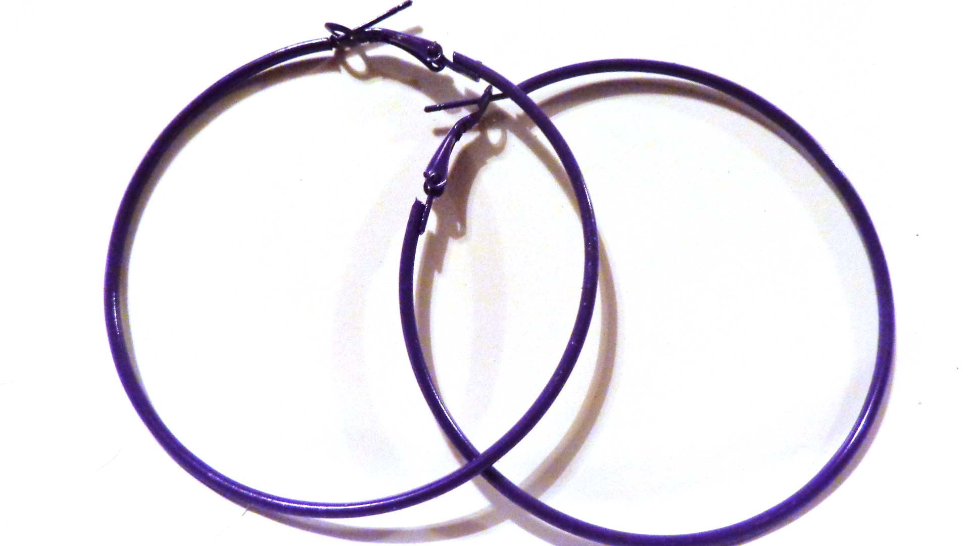 LARGE 3 inch Purple hoop earrings Classic Hoop Earrings Purple Earrings