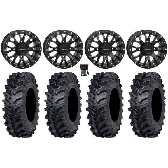System 3 ST-3 14" Wheels Black 30" MT911 Tires Can-Am Maverick X3 / Honda Pioneer 1000 / Talon