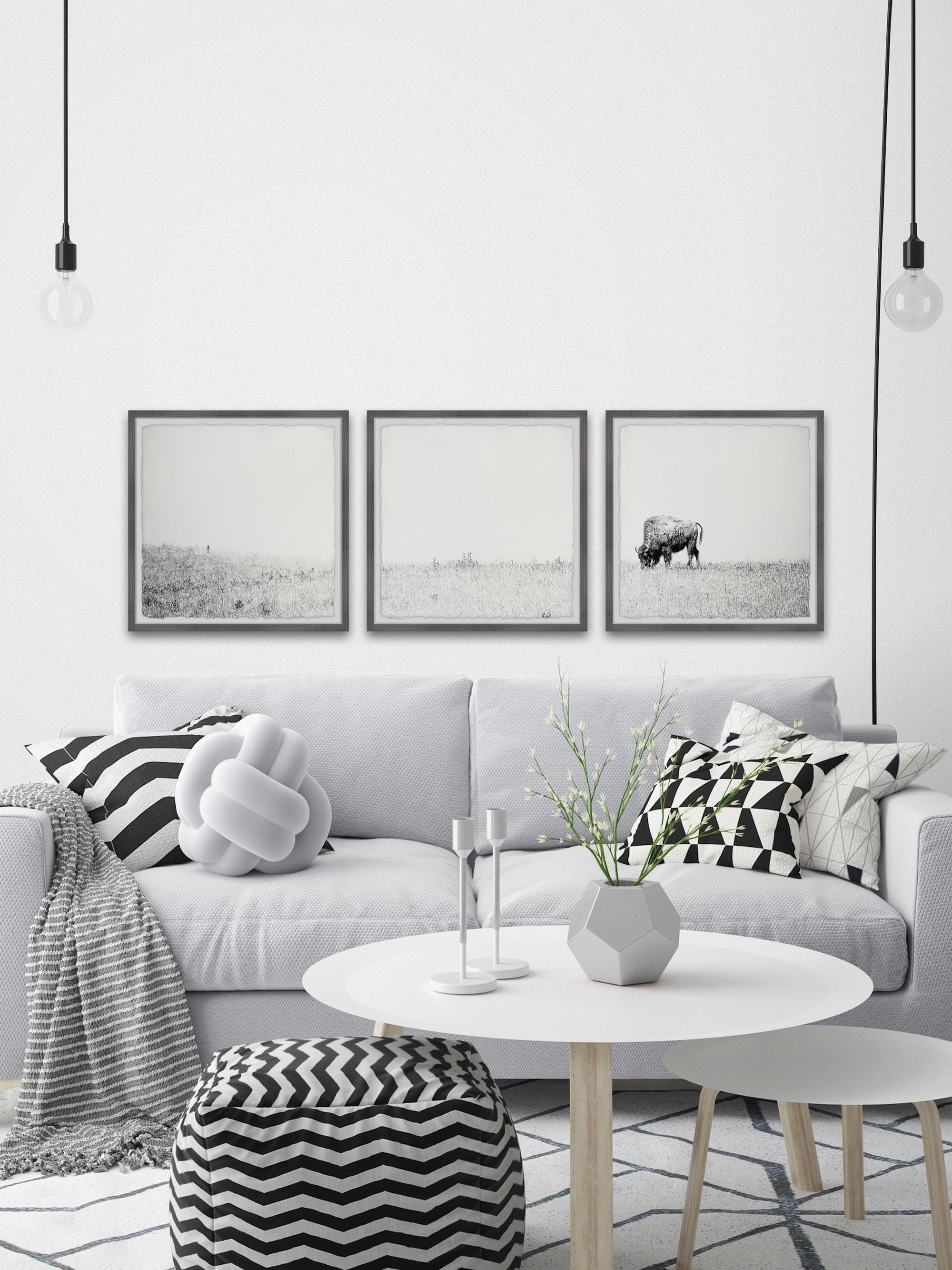 Marmont Hill Distant Grazing II Triptych, 32" x 96"