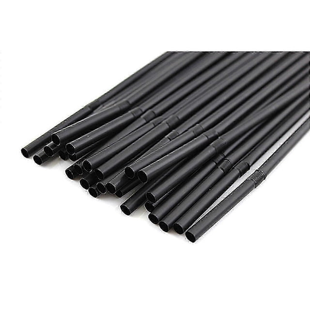 200Pcs Plastic Straws Black Flexible Drinking Straws Wedding Party Plastic Straws-2025