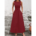 thumbnail image 5 of Summer Maxi Dresses for Women Elegant Sleeveless Tie Waist Casual Dress Crewneck A Line Tank Long Dress Guest Dress, 5 of 6