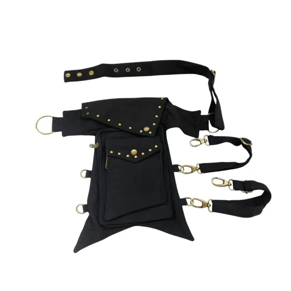 Narayani Crafts Unisex Fanny Pack Utility Waist Bag Cotton Canvas Hip Belt with Pouch Pockets Colorful Bag