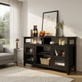 thumbnail image 3 of Topcobe 58" TV Stand Entertainment Console Center with 2 Cabinets, Entertainment Center with Storage, TV Furniture for Living Room, Black, 3 of 8