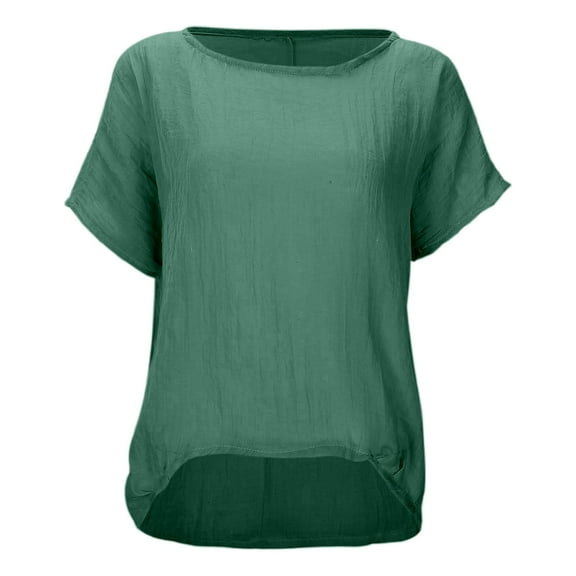 Summer Tops for Women Short Women Shirts Size Medium Medium T Shirt Womens Top Extra Long Summer Tee Shirts for Woman Tee Shirt Loose Casual Walking T Short Sleeve Casual Green L