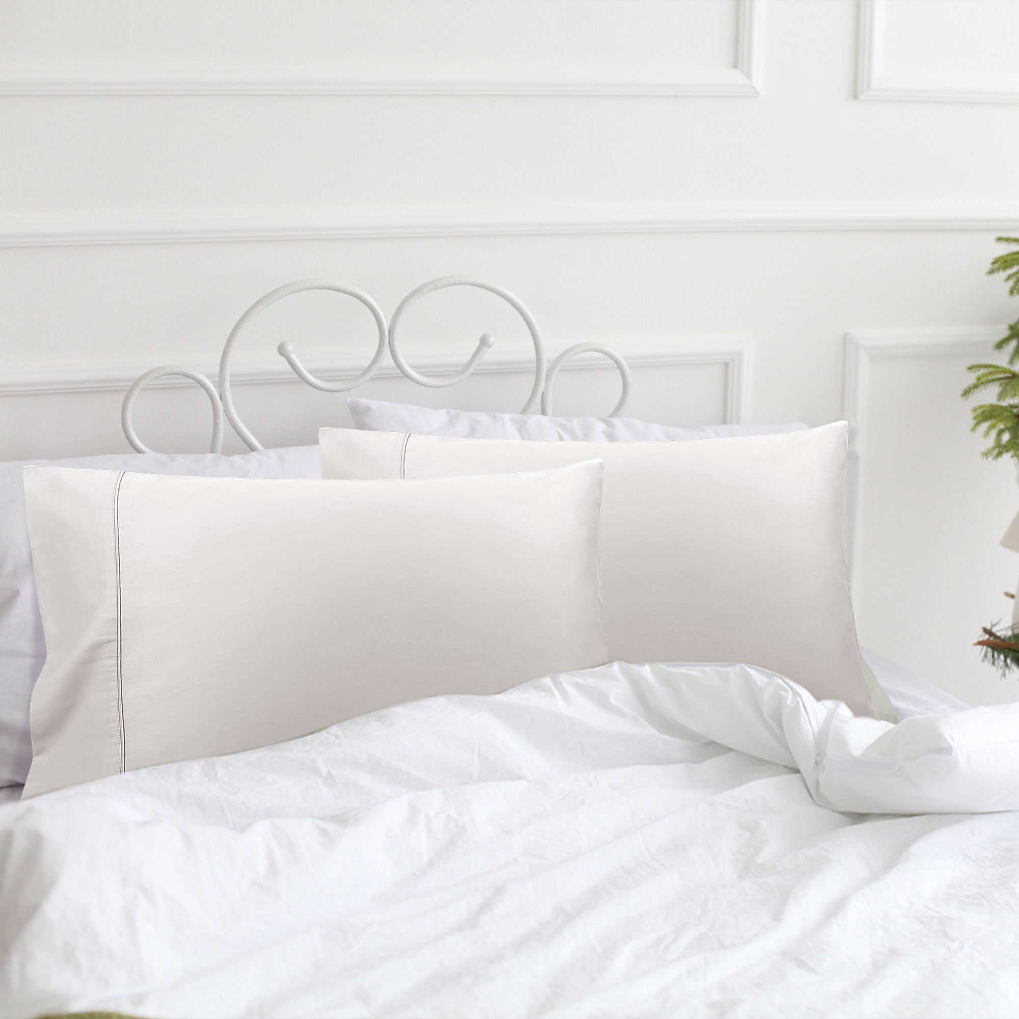 Unique Bargains Pillowcase Set of 2, Cotton with Envelope Isabelline Queen