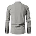 thumbnail image 5 of LMOIPLI Men's Medieval Lace-Up Linen Shirt Long Sleeve Stand Collar Renaissance Top Breathable Casual Tunic for Festival Daily Wear Gray L, 5 of 6