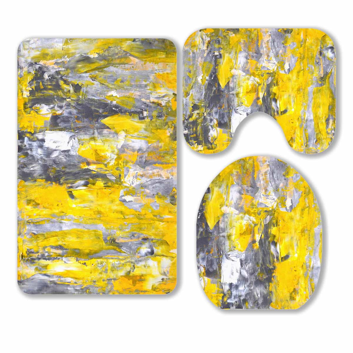 PKQWTM Grey And Yellow Abstract Art Painting 3 Piece