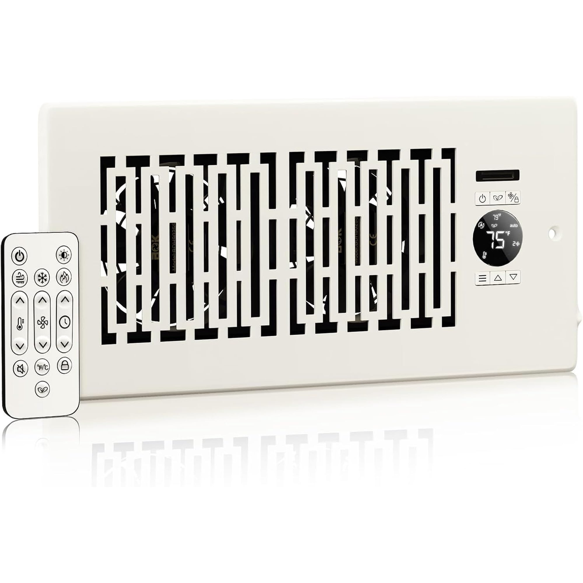 Register Booster Fan Fits 4' x 10' Register Holes, Smart Control Heating Cooling AC Vent Fan, 10-Speed Quiet Register Vent Booster Fans with Thermostat Control & Remote Control
