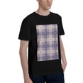 thumbnail image 2 of Bingfone Purple Floral Gingham Check Plaid Men'S Loose Fit Short-Sleeve Pocket T-Shirt, 2 of 7