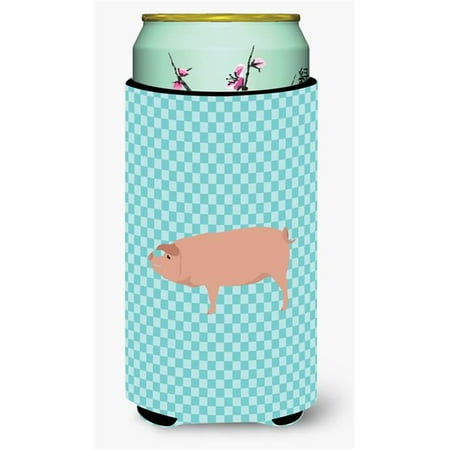 

American Landrace Pig Blue Check Tall Boy Beverage Insulator Hugger