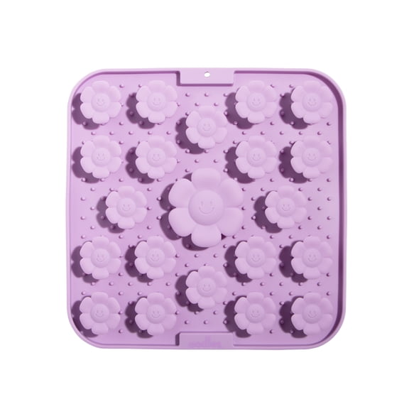 Oodles Silicone Smiley Daisy Dog Slow Feeder Lick Mat, Purple, One Size