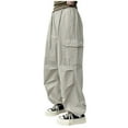 thumbnail image 2 of Bnwani Kids Cargo Pants Girls Work Long Loose Cargo Thin Printed Pockets Pants Yellow 9 Years, 2 of 4