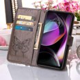 thumbnail image 4 of SaniMore Case for Motorola Moto G 5G (6.5" 2023), PU Leather Skin with Luxury Embossed Butterfly [Wrist Strap & Card Slots & Flip Kickstand] Full-body Shockproof Business Wallet Cover, Gray, 4 of 7