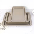 thumbnail image 4 of Kearding Bandeja rectangular para hornear galletas, pastelería, bandeja de horno de acero inoxidable, revestimiento negro/oro, utensilios para hornear, Cocina y Comedor Oro 24*18cm Kearding HA6478-04, 4 of 6