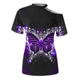 thumbnail image 3 of Mujeres Verano Cuello Redondo Manga Corta Estampado Sin Tirantes Camiseta Tops Blusas OAVQHLG3B Store  lin121212, 3 of 4