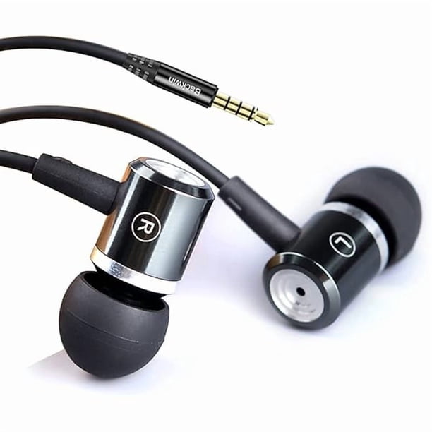 wonima11 Wired in-Ear Headphones with Mic Volume Control Noise Cancelling Earbuds with Microphone Powerful Bass Earphones 3.5mm Jack for iOS Android Smartphones (Black)