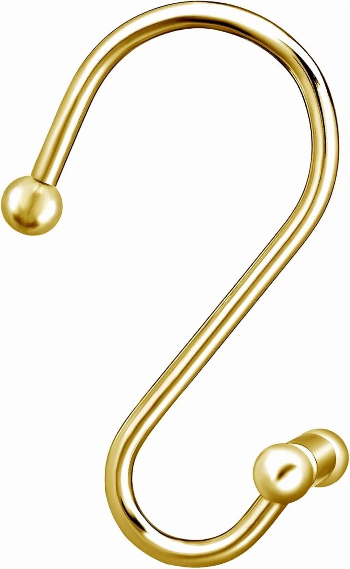 12Pcs Gold Decorative Rustproof Shower Curtain Hooks – Elegant Metal Rings