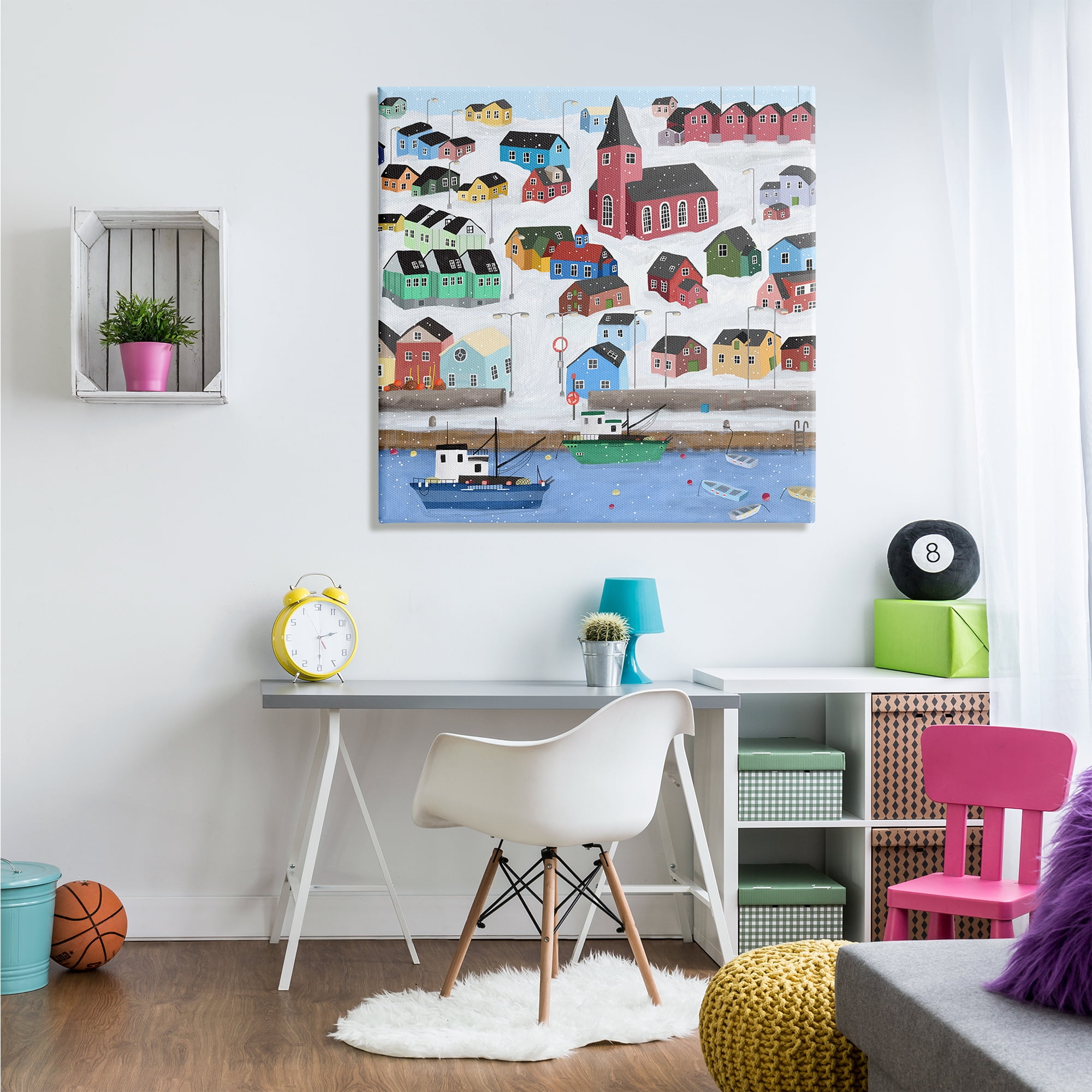 Stupell Indtries Greenland Winter Harbor Cityscape Snowy Landscape,36 x 36,Design by Carla Daly