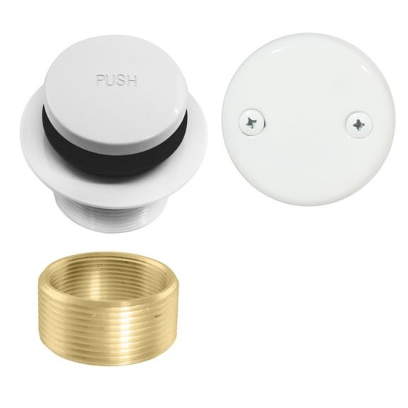 Westbrass Universal 1-3/8" Tip-Toe Bathtub Drain with Two-Hole Faceplate and 1-1/2" Adapter, Polished Nickel