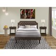 thumbnail image 2 of East West Furniture GB25Q-2HI07 3-Pc Granbury Bed Set with Queen Frame and 2 Distressed Jacobean End Tables - Dark Brown Faux Leather and Black Legs, 2 of 8