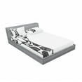 thumbnail image 2 of Black and White Fitted Sheet & Pillow Sham Set, Graphic of Savannah Giraffe Tall Neck Spots West Wild Character Print, Decorative Printed 2 Piece Bedding Decor Set, Queen, White Grey, by Ambesonne, 2 of 2