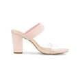 thumbnail image 3 of BLISSFUL STEP Women's Dual Clear Strap Block Heels Mules Slides Sandals Pink 10, 3 of 7