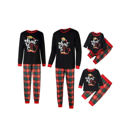 

Glonme Elastic Waist Sleepwear for Mommy Dad Child Loungewear Christmas Matching Family Pajamas Set Soft Long Sleeve PJ Sets Black 130-(6-7T)