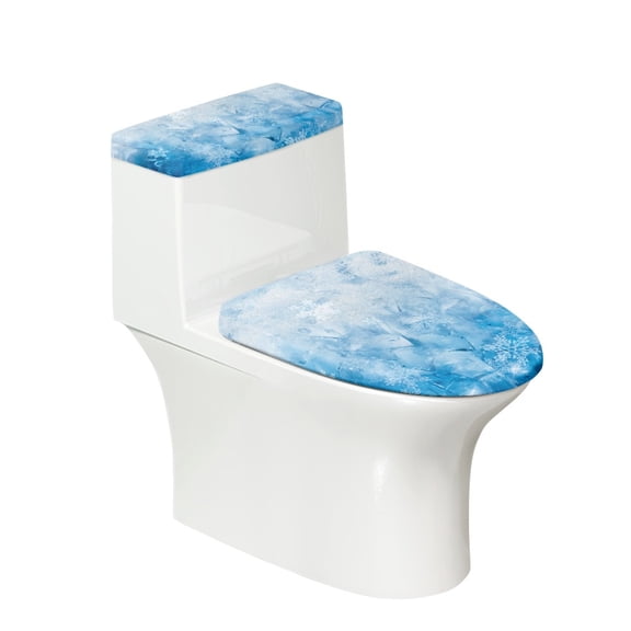 HELLHERO Toilet Dust Cover Set Snowflake 2 Pieces Elastic Bottom for Bathroom Universal Toilet Covers Set