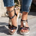 thumbnail image 2 of Owl Platform Dressy Sandals for Women 2025 Boho Rhinestones Open Toe Wedge Mid Heel Dress Sandals, 2 of 8