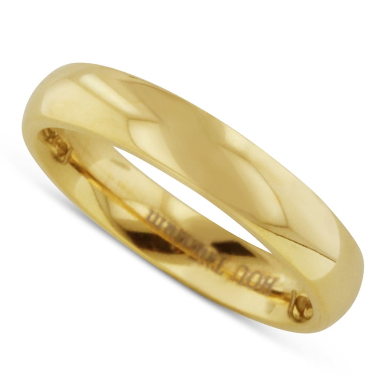 SuperJeweler Mens 4mm Yellow Gold Polished Titanium Ring Wedding 
