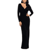 Xscape Womens Beaded Long-Sleeve Gown, Black, 8
