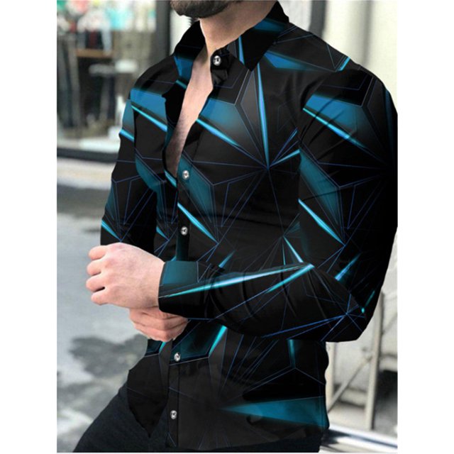 Camisas para hombre Camisas geométricas Camisas de manga larga suaves y cómodas Tops de talla extra grande de alta calidad XS-6XL