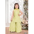 thumbnail image 4 of DWEEP SARA Parrot Lime Green Girls Sharara Suit Set with Exquisite Mirror & Hand Embroidery, 7-8 Y(28), 4 of 6
