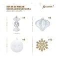 thumbnail image 2 of Set Esferas y Adornos Navideños para Árbol de Navidad Esquimal, 30 Piezas (Blanco Dorado), 2 of 6