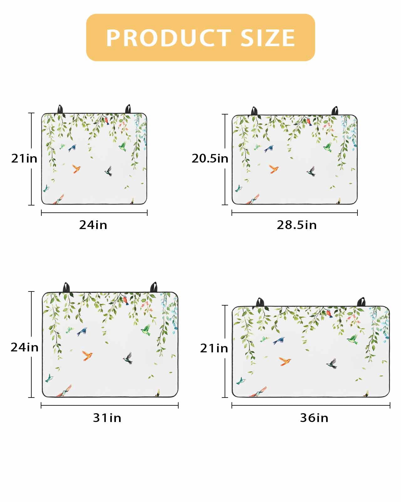 nqOlkjepod Large Induction Cooktop Protector Mat 24"x21", Eucalyptus Leaves Stove Top Covers for Electric Stove, Spring Green Birds Botanical Stove Burner Cover Mats, Glass Top Stove Cover