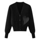 thumbnail image 1 of Bienvenido Suéter de punto para mujer Manga larga Cuello en V Patrón de corazón de amor Delgado Moda Cómodo para principios de otoño Negro Tamaño libre, 1 of 8