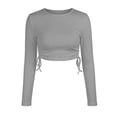 thumbnail image 5 of Tisuna Women Long Sleeve Crop T-Shirts Stretch Solid Color Crewneck Tops Ladies Daily Wear T Shirt Size M, 5 of 5