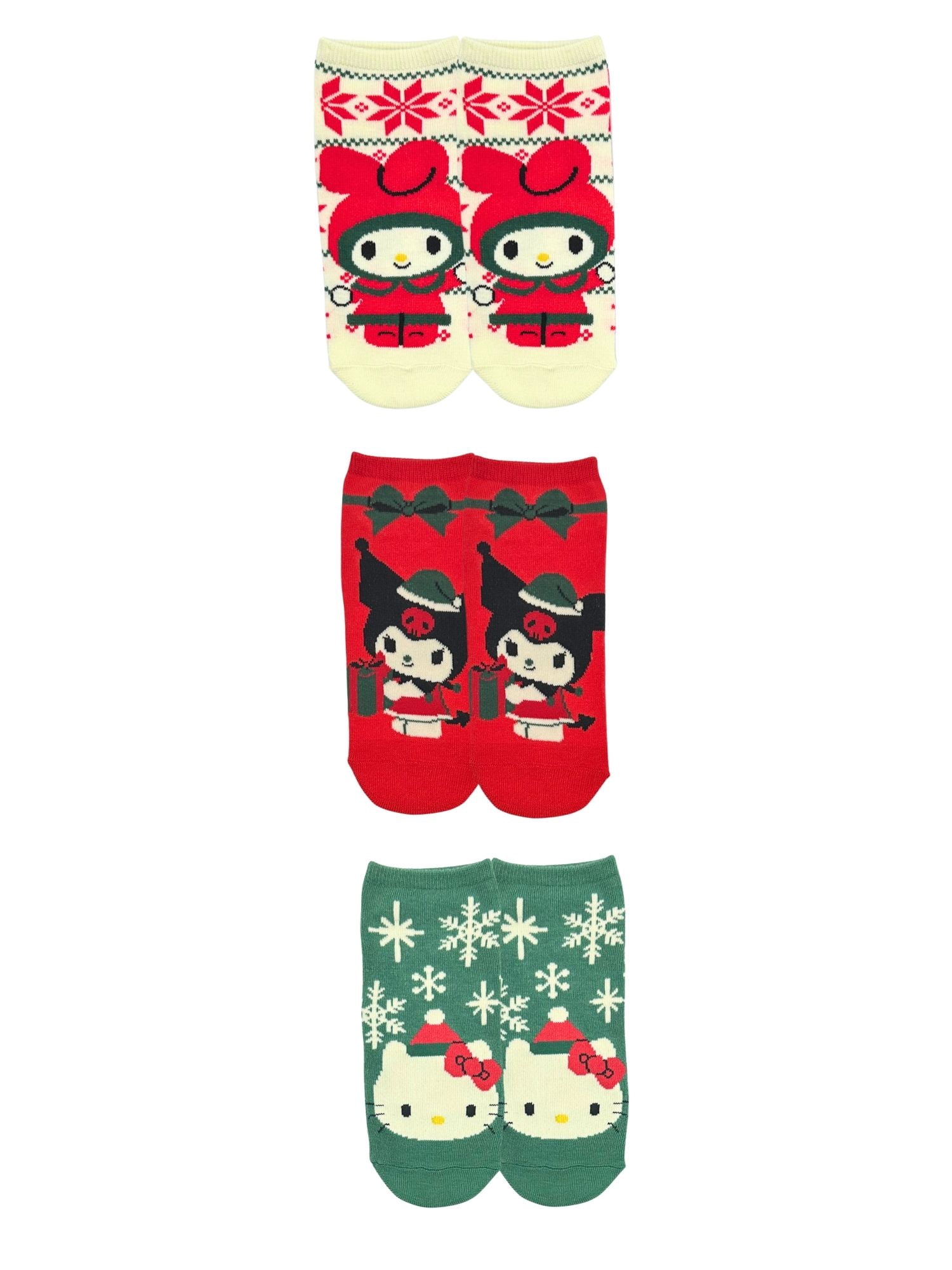 Hello Kitty & Friends Women's Holiday No-Show Socks, 3-Pack, Size 4-10