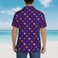 thumbnail image 6 of Haiem Purple Mardi Gras Printed Hawaiian Shirt for Men - Men’s Casual Beach Summer Shirts - Stretch Fabric with Modern Fit-Medium, 6 of 9