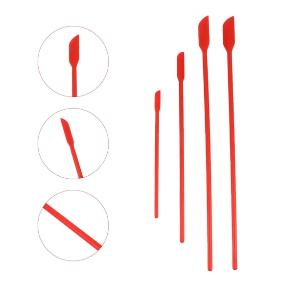 FELTECHELECTR 4-Piece Red Silicone Spatula Set for Thin Jars, Flexible Kitchen Utensils for Baking and Cooking