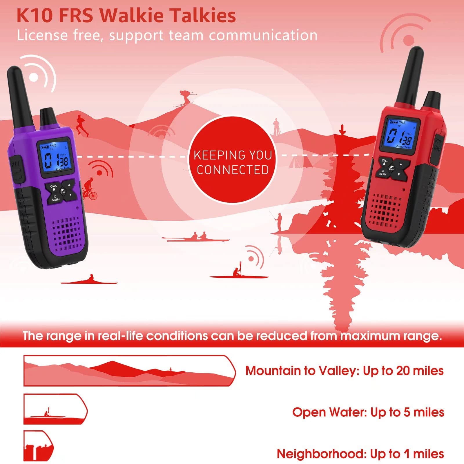 2 Walkie Talkies de largo alcance para adultos recargables – Radios de 2  vías de larga distancia Walkie Talkies, VOX Work 2way Walkie-Talkies con