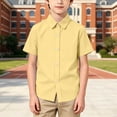 thumbnail image 5 of Asxite Toddler White Shirt Solid Color Short Sleeve Button Down Preppy Style Casual Summer Tops 1-18Y, 5 of 7