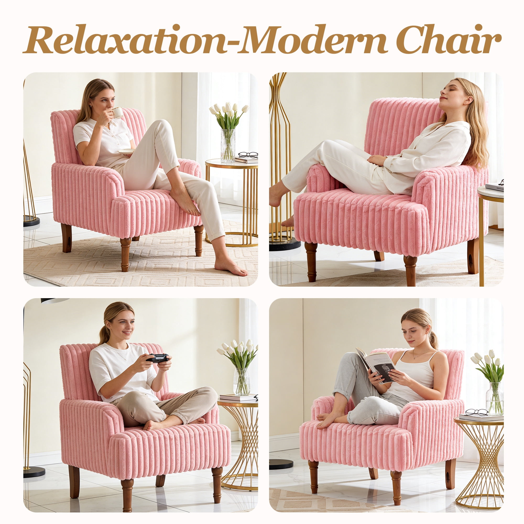 MOONMISS Accent Chair for Living Room,Pink