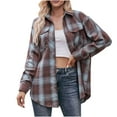 thumbnail image 2 of Jsaierl Women's Button Down Flannel Shirts Plaid Shacket Long Sleeve Collared Business Casual Tops Work Blouses, 2 of 7