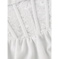 thumbnail image 6 of White Pleated High Waist Lace Corset Strap Mini Dress, Fit & Flare Womens Dress, 6 of 8