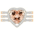 thumbnail image 2 of Dazzlingrock Collection 9mm Heart Shaped Center Morganite with Round White Diamond Halo Style Engagement Ring Set for Women (0.63 ctw, Color I-J, Color I2-I3) in 10K Rose Gold, Size 8.5, 2 of 4